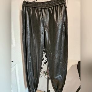 Faux leather jogger pants‎